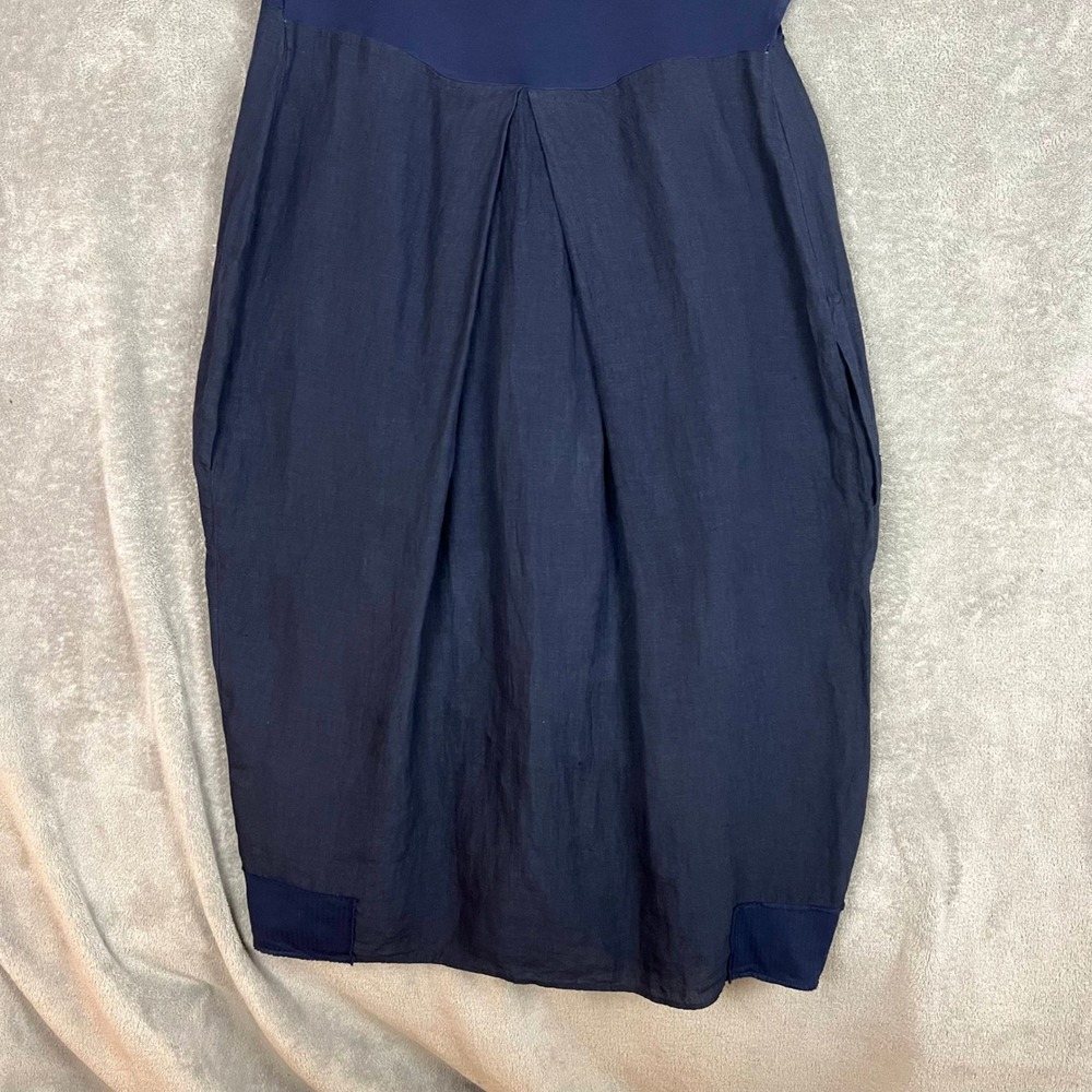Hannoh Wessel Dallas Voile Check Dress Womens 40 100% Linen Navy Italy - Picture 7 of 12